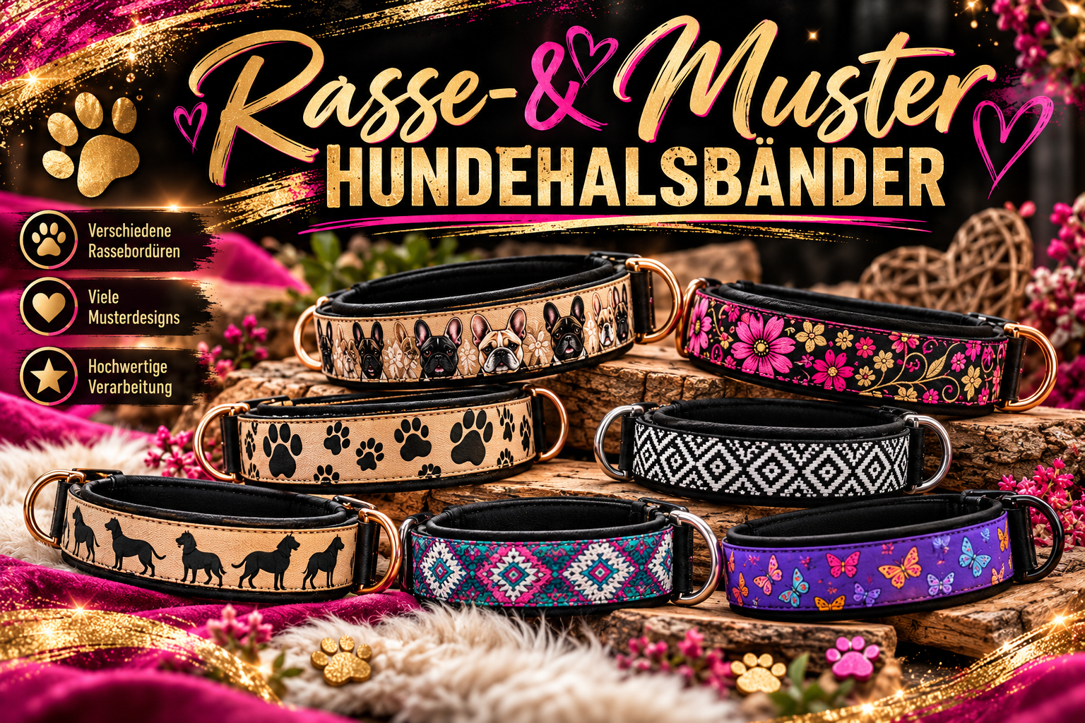 Rasse- & Musterhalsbänder für Hunde